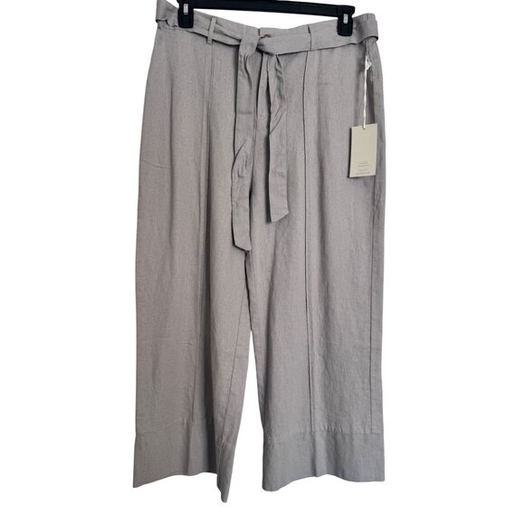 Joie Linen Blend Gray Wide Leg Pants Size XL Tie Elastic Waist Pockets NWT - Picture 1 of 9
